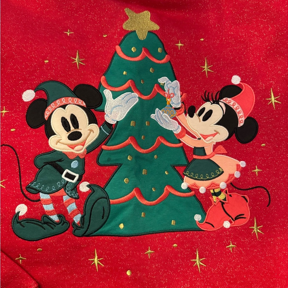 Mickey and Minnie Mouse Holiday Fashion Pullover Sweatshirt for Women